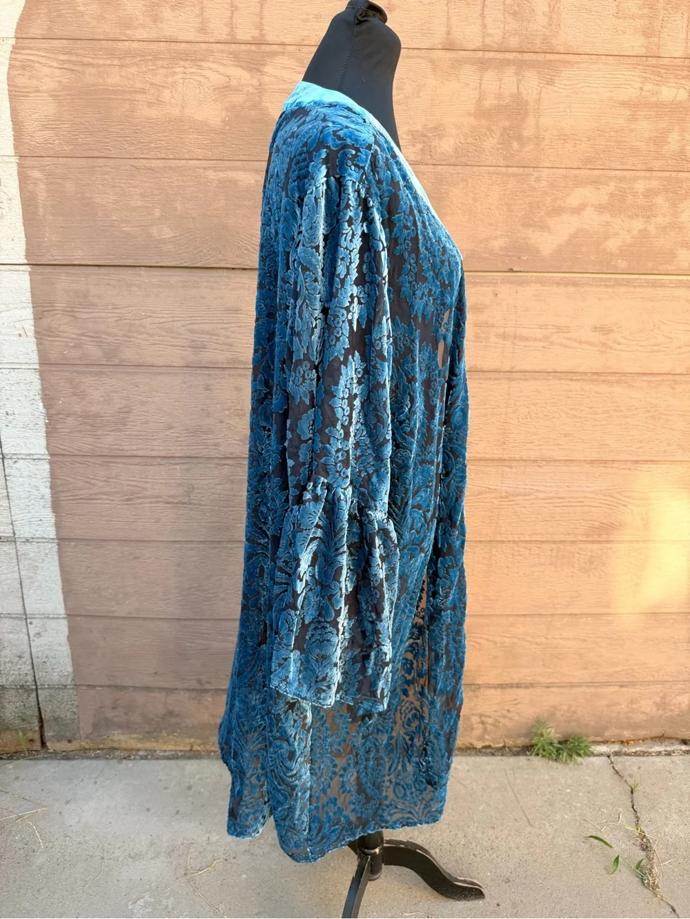 Torrid Velvet Burnout Kimono Robe - Teal Blue